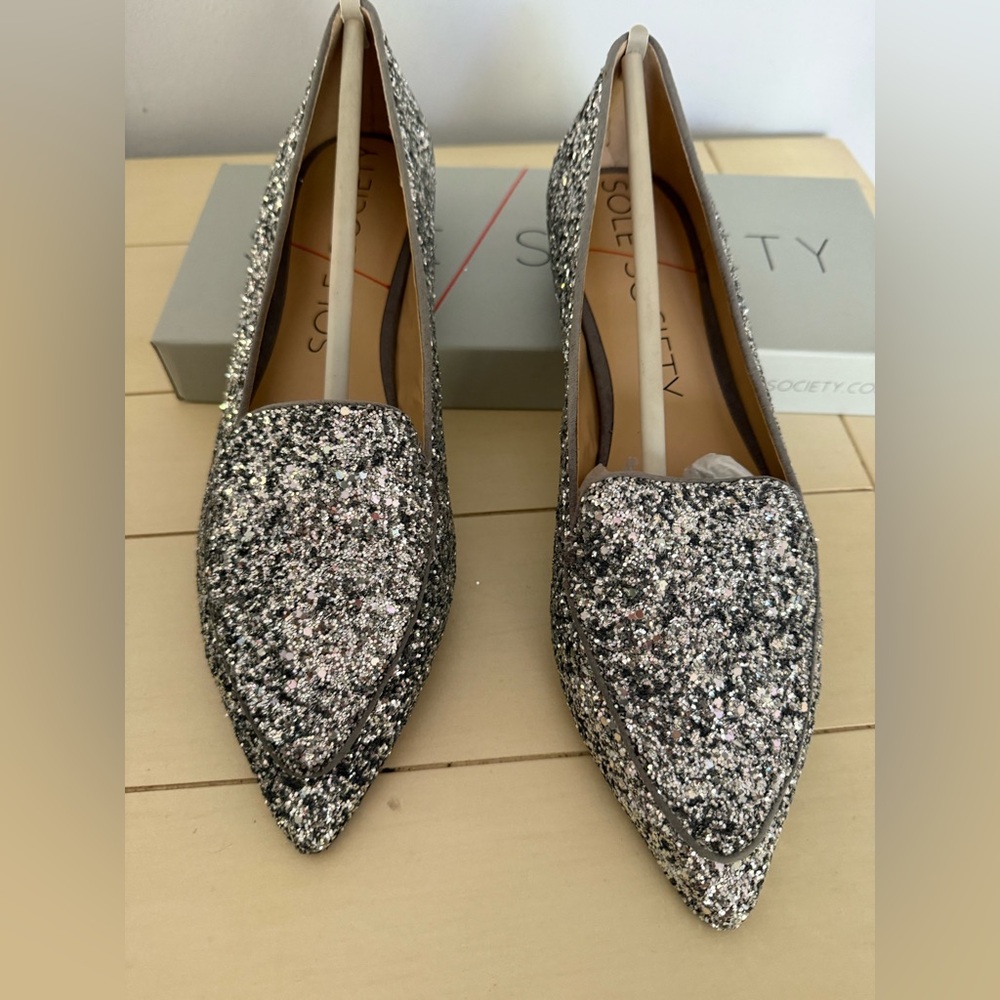 Sole Society Silver Glitter Flats